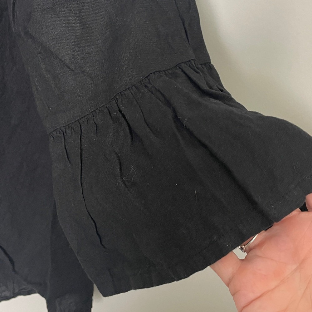 Bryn Walker Dark Charcoal ruffled Bell sleeves hi-lo Top- Medium - Picture 3 of 10